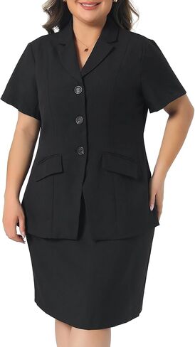 Agnes Orinda Plus Size 2 Piece Skirt Suit Set for Women Business Formal Short Sleeve Blazer and Pencil Skirts Set in Saudi Arabia