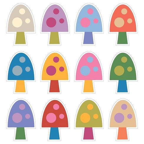 Carson Dellosa Fairy Tale Forest 36pc Colorful Mushroom Bulletin Board Decorations, Assorted Mushroom Cutouts for Bulletin Board, White Board, Cork Board, and Classroom Decor in Saudi Arabia