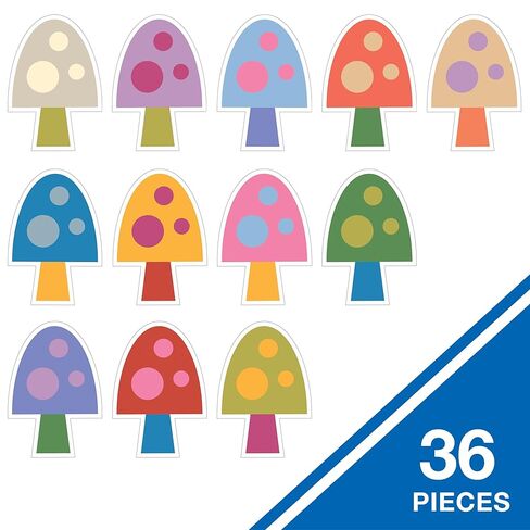 Carson Dellosa Fairy Tale Forest 36pc Colorful Mushroom Bulletin Board Decorations, Assorted Mushroom Cutouts for Bulletin Board, White Board, Cork Board, and Classroom Decor in Saudi Arabia