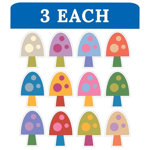 Carson Dellosa Fairy Tale Forest 36pc Colorful Mushroom Bulletin Board Decorations, Assorted Mushroom Cutouts for Bulletin Board, White Board, Cork Board, and Classroom Decor in Saudi Arabia