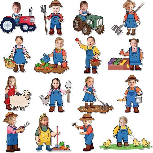 90 Pcs Farmer DIY Cutouts Farm Cut-Outs Funny Farmhouse Life Paper Cutting with 150 Pcs Glue Points for Crafts Party Classroom Bulletin Board Photo in Saudi Arabia