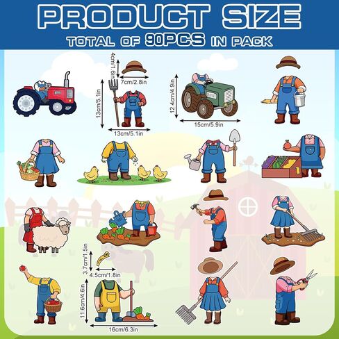 90 Pcs Farmer DIY Cutouts Farm Cut-Outs Funny Farmhouse Life Paper Cutting with 150 Pcs Glue Points for Crafts Party Classroom Bulletin Board Photo in Saudi Arabia