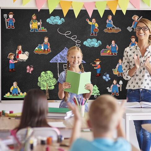 90 Pcs Farmer DIY Cutouts Farm Cut-Outs Funny Farmhouse Life Paper Cutting with 150 Pcs Glue Points for Crafts Party Classroom Bulletin Board Photo in Saudi Arabia