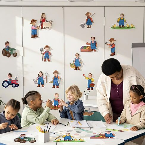 90 Pcs Farmer DIY Cutouts Farm Cut-Outs Funny Farmhouse Life Paper Cutting with 150 Pcs Glue Points for Crafts Party Classroom Bulletin Board Photo in Saudi Arabia