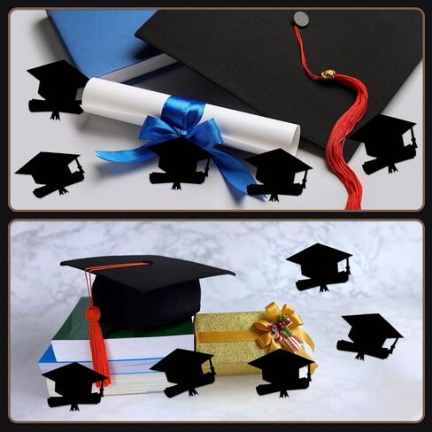 MixTeach 200 Pcs Grad Caps Cutouts 3.94" Paper Graduation Cap with Diploma Shapes Die Cut Class of 2026 Graduation Party Decorations Hat Cutouts for High School College Party Supplies in Saudi Arabia