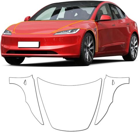 for Tesla Model 3 Highland 2024 2025 PPF Full Coverage Paint Protection Film Kit,Pre-Cut Scratch-Resistant Self Shield Guard Invisible TPU, for Tesla Car Body Clear Kit (Headlight) in Saudi Arabia