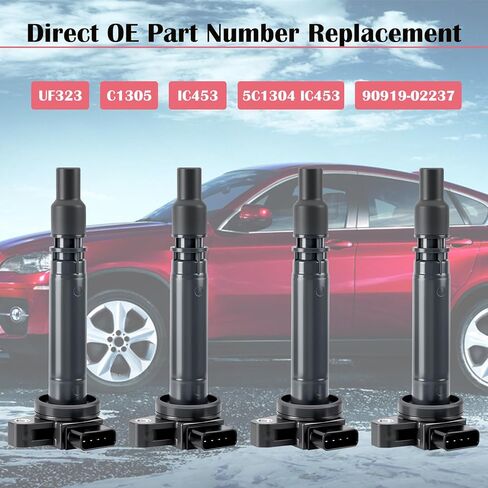 Set of 4 Ignition Coil Packs and Spark Plugs Fits for Toyota Tacoma 2000 2001 2002 2003 2004 Spark Plugs and Coils 2.4 2.7 L4 Replaces UF323 9091902237 in Saudi Arabia