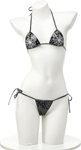 Women Micro Bikini Set Extreme Bikinis Sexy Triangle Top Tie Sides Thong Halter Swimsuit Anime Lingerie Set Black in Saudi Arabia