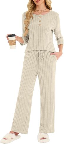 VUTRU نساء 2 قطعة مجموعة بناطيل رجالي مطابقة سترة صالة وتتسابق الخريف منامة 3/4 كم مريح السفر المطار ملابس كاجوال in Kuwait