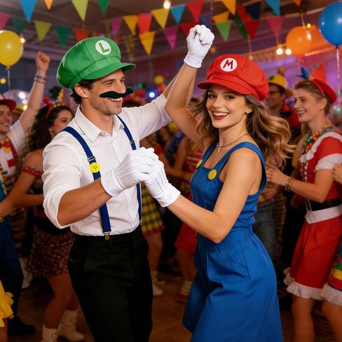 CGD Super Bros Costume Set with Hat, Mustache, Suspenders for Halloween, Instant Dress Up Kit for Cosplay & Christmas in Saudi Arabia