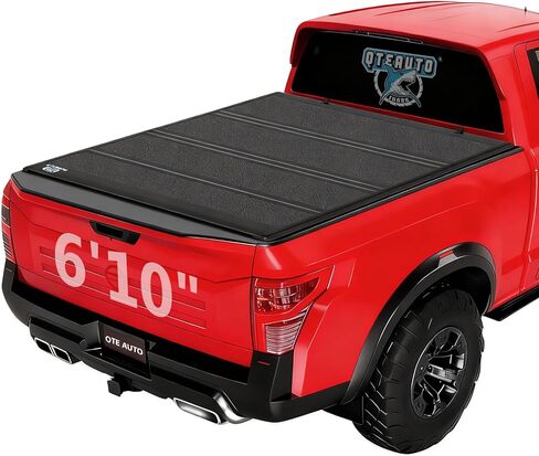 غطاء تونيو صلب رباعي الطي من PM متوافق مع 2017-2026 Ford F-250 وF-350 Super Duty - غطاء سرير شاحنة للحماية من جميع الأحوال الجوية يناسب سرير مقاس 6'10 بوصة (82 بوصة) in Saudi Arabia