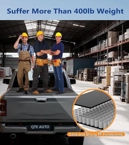 غطاء تونيو صلب رباعي الطي من PM متوافق مع 2017-2026 Ford F-250 وF-350 Super Duty - غطاء سرير شاحنة للحماية من جميع الأحوال الجوية يناسب سرير مقاس 6'10 بوصة (82 بوصة) in Saudi Arabia