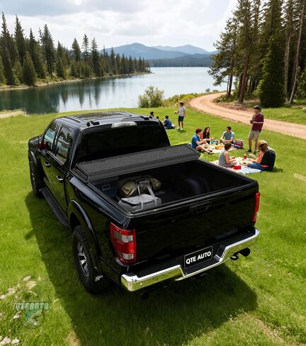 غطاء تونيو صلب رباعي الطي من PM متوافق مع 2017-2026 Ford F-250 وF-350 Super Duty - غطاء سرير شاحنة للحماية من جميع الأحوال الجوية يناسب سرير مقاس 6'10 بوصة (82 بوصة) in Saudi Arabia