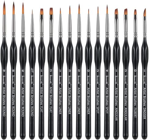 Drybrush Set-Hobby Detail Paint Brush Set, 6 Sizes Goat Hair Acrylic Paint Brushes for Tabletop & Wargames Miniature Watercolor Oil Painting, Model for Beginners & Professional in Kuwait