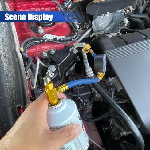 YoRise R134A Car AC Refrigerant Charge Hose Kit with Pressure Gauge, A/C Low-Pressure Measuring Tool with 1/2'' Can Tap, Air Conditioning Recharge Hose with R134A Quick Coupler (Blue) in Saudi Arabia