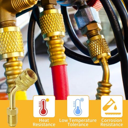 2 قطعة محول R410a، محول HVAC، 5/16 SAE أنثى قارنة توصيل سريعة إلى 1/4 موصلات منفذ شحن فراغ HVAC ذكر، محول سبليت صغير لخدمة تبريد مكيف الهواء in Kuwait