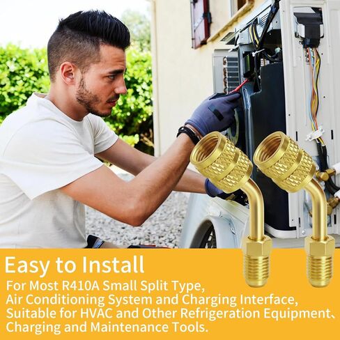 2 قطعة محول R410a، محول HVAC، 5/16 SAE أنثى قارنة توصيل سريعة إلى 1/4 موصلات منفذ شحن فراغ HVAC ذكر، محول سبليت صغير لخدمة تبريد مكيف الهواء in Kuwait