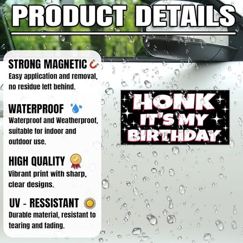 Magnet Honk It's My Birthday Car Magnet Decal Humorous Magnetic Bumper Sticker for Refrigerators Cars 7.5x3.75in in Saudi Arabia