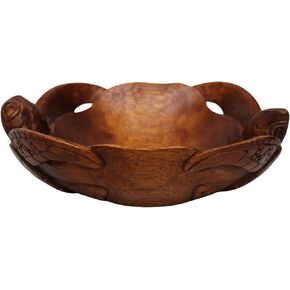 وعاء سلحفاة مزدوج مصنوع يدويًا من WorldBazzar، منحوت يدويًا من خشب الماهوجني لديكور المطبخ البحري in Kuwait