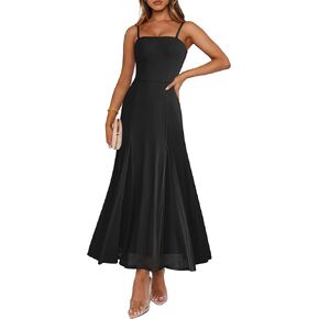 Caracilia Maxi Dresses for Women Formal Mesh Spaghetti Strap Cocktail Wedding Guest Party Floral Flowy Dress 2026 Summer in Saudi Arabia