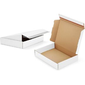 صناديق الشحن مقاس 11 × 8 × 2 بوصة: 25 علبة من الورق المقوى ذاتية الغلق للتغليف، صناديق شحن بيضاء للتغليف للشركات الصغيرة، صناديق بريد مموجة لأحذية الكتب وإرسال الهدايا in Kuwait