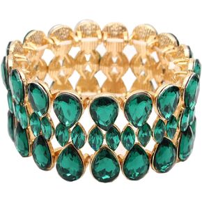 سوار QLLYHLH نسائي على شكل دمعة قابل للتمدد من الكريستال النمساوي لإكسسوارات حفلات وصيفات العروس لحفلات الزفاف in Kuwait