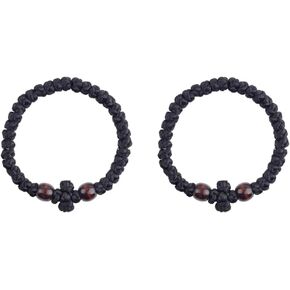 2pcs Wooden Bead Rope Cross Prayer Bracelet Handmade Braided Rope Christian Prayer Bracelet in Saudi Arabia