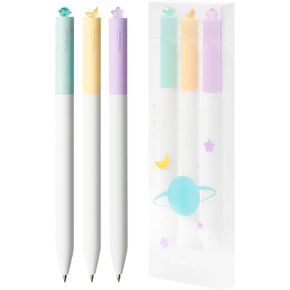 Kaco FIRST Gel Pens Cute Stationery Black Ink 3 Pieces, 0.5 mm Fine Point, Aesthetic Cute Star Pens for Journaling (Planet Series) in Kuwait