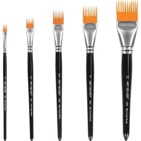 5Pcs Grainer Brush Set, Professional Artist Paint Brush, Nylon Bristles Painting Brushes, Flat Comb Brushes for Acrylic Painting, Oil and Watercolor, Ideal for Artists Beginners in Saudi Arabia