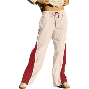 Hongsui Women's Cool Side Panels Wide Leg Pants Drawstring Lightweight Palazzo Pants Casual Pants with Pockets in Kuwait