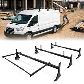 رفوف سقف سلم فان مع بكرة خلفية، 3 قضبان قابلة للتعديل مع سدادات سلم، تناسب شاحنة تشيفي إكسبريس كاملة الحجم 1996-Up، مناسبة للشاحنات ذات مزراب المطر فقط، سعة تحميل 800 رطل in Kuwait