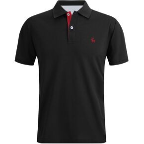 قمصان بولو رجالية مطبوعة على شكل غزال ملونة بأزرار سفلية، تي شيرت جولف بزرين للإغلاق، وأكمام قصيرة، للعمل الرياضي in Kuwait