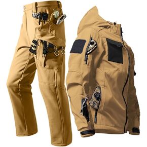 Men's Fleece Lined Military Uniform Waterproof Tactical Jacket and Pant Set Hunting Hiking 2PC Combat Outfit in Saudi Arabia