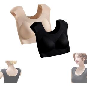 ملابس داخلية نسائية 2 في 1 من DYJAGYO بدون خياطة مع وسادة كتف مدمجة - حمالة صدر لاسلكية مريحة ومرنة للغاية للأزياء in Kuwait