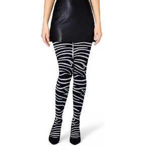 لباس ضيق نسائي بنمط الحمار الوحشي 70 Denier، لباس ضيق على شكل حيوان باللونين الأبيض والأسود in Kuwait