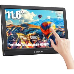 شاشة Thinlerain المحمولة مقاس 15.6 بوصة، شاشة كمبيوتر صغيرة 1920 × 1080، شاشة HDMI USB-C، شاشة خارجية ثانية للكمبيوتر والهاتف، مكبرات صوت مدمجة وحامل in Kuwait