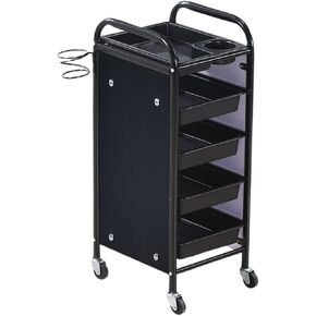 ELITE BAY-Multi Tier Hairdressing Trolley- Metal Salon Rolling Cart Organizer.Durable Beauty Storage Unit with Wheels.Multi-Tier Tray System for Hair Tools, Makeup & Spa Essentials.Black & Gold Finish in Saudi Arabia