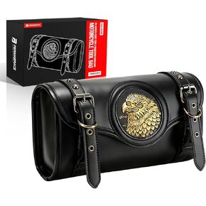 motorcycle front bag, PU Leather Front Fork & Handlebar Saddlebag with Eagle Design - Waterproof Storage Pouch for Harley Davidson, Compatible with Most Cruiser Motorcycles in Kuwait