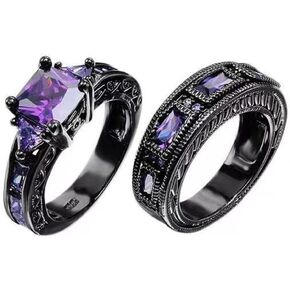 SHANGMAOYO Lady Cut Band Shiny Ring Sets Zirconia Bridal Cubics Fashion Wedding Purple Gemstone Wedding Rings Rings Engagement Rings Resin Rings Size 6 Rings (Color : Purple, Size : 7) in Saudi Arabia