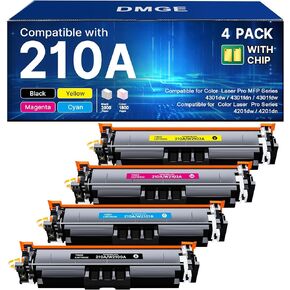 4 خراطيش حبر 210A (مع شريحة) - بديلة لطابعة HP 210A 210X، تعمل مع طابعة HP Color LaserJet Pro MFP 4301fdw اللاسلكية، MFP Pro 4301fdn 4201dw 4201dn 4301 4201 Series Printer | W2100A in Kuwait