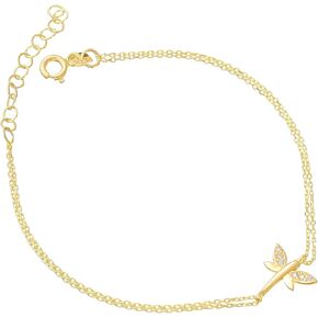 Dragonfly Bracelet, 14K Solid Gold Animal Bracelet, Dainty initial Dragonfly Bracelet, Minimalist 14K Gold Dragonfly Bracelet in Kuwait