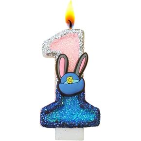 شموع أرقام عيد ميلاد الأرنب، شمعة لامعة على شكل حديقة حيوان باللونين الوردي والأزرق اللطيف للكيك، زينة لتزيين كعكة عيد ميلاد سعيد (رقم 4) in Kuwait