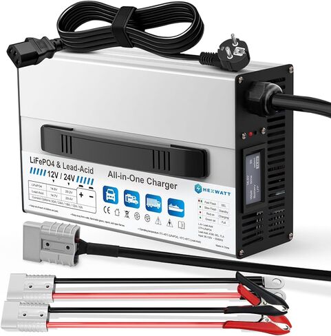 12V/24V LiFePO4 & AGM الكل في واحد شاحن بطارية قابل للتعديل الحالي 6A-30A LiFePO4 14.6V 30A، 29.2V 30A، الرصاص الحمضية، AGM، هلام شاحن بطارية ذكي سريع للسيارة، RV، قارب، شاحنة، النظام الشمسي in Kuwait
