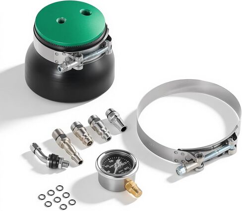 VEVOR Turbo Boost Leak Tester 4", 3" 6061 Aluminum End Cap, 0-30 PSI Adapter Gauge Range, Check Test Intake Charge Pipe Pressure Leaks with 4 Pairs of Air Fittings for Turbo Cars, SUVs, Diesel Trucks in Saudi Arabia