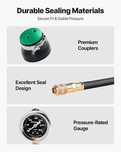 VEVOR Turbo Boost Leak Tester 4", 3" 6061 Aluminum End Cap, 0-30 PSI Adapter Gauge Range, Check Test Intake Charge Pipe Pressure Leaks with 4 Pairs of Air Fittings for Turbo Cars, SUVs, Diesel Trucks in Saudi Arabia