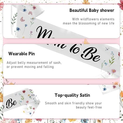 وشاح للأمهات على شكل زهرة برية، ديكور لحفلة استقبال المولود الجديد، وشاح للأمهات مع بوتونيير متطابق، وشاح أمومة مزين بالزهور لحفلات الكشف عن الجنس، هدية فستان للأم الحامل in Kuwait