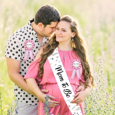 وشاح للأمهات على شكل زهرة برية، ديكور لحفلة استقبال المولود الجديد، وشاح للأمهات مع بوتونيير متطابق، وشاح أمومة مزين بالزهور لحفلات الكشف عن الجنس، هدية فستان للأم الحامل in Kuwait