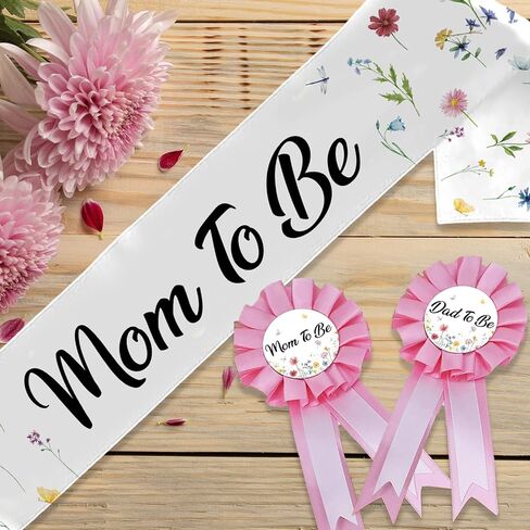 وشاح للأمهات على شكل زهرة برية، ديكور لحفلة استقبال المولود الجديد، وشاح للأمهات مع بوتونيير متطابق، وشاح أمومة مزين بالزهور لحفلات الكشف عن الجنس، هدية فستان للأم الحامل in Kuwait