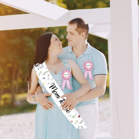 وشاح للأمهات على شكل زهرة برية، ديكور لحفلة استقبال المولود الجديد، وشاح للأمهات مع بوتونيير متطابق، وشاح أمومة مزين بالزهور لحفلات الكشف عن الجنس، هدية فستان للأم الحامل in Kuwait