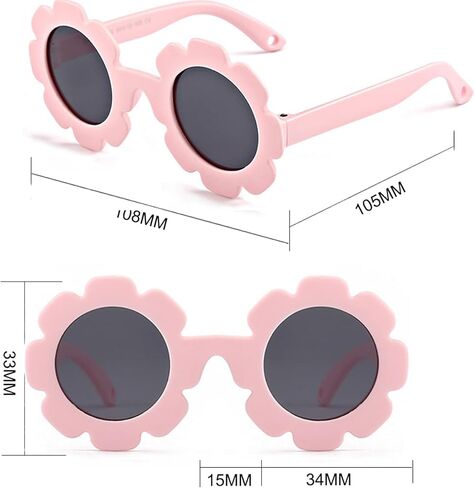 Baby flower sunglasses with strap Girls Flexible Bendable Polarized Sunglasses for Newborn Girls Age 0-24 Months in Kuwait